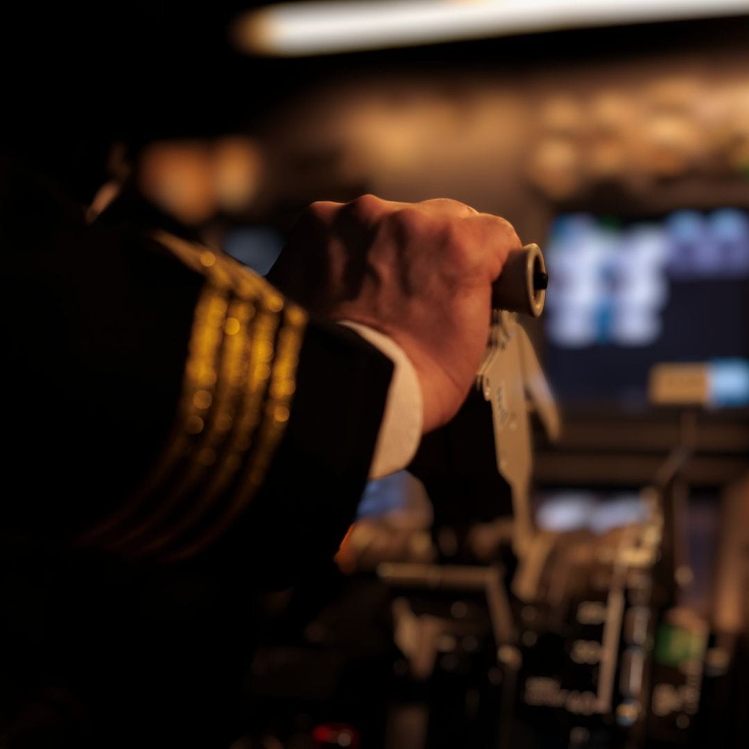 Cargo pilot advancing throttles for an urgent AOG parts delivery charter flight takeoff.